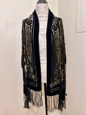 J&X New York (J&X NY) vintage velvet burnout wrap scarf wrap 30% silk 70% viscos